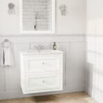 All White klassiek badkamermeubel 70 cm met keramische wastafel en twee softclose lades