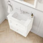 All White klassiek badkamermeubel 70 cm met keramische wastafel en twee softclose lades
