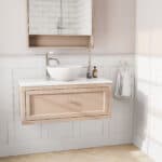 Setting Plaster klassiek badkamermeubel 100 cm met keramisch wastafelblad en opbouw waskom