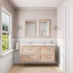 Landelijk klassiek badmeubel 140 cm in Setting Plaster met keramische wastafel en vier softclose lades