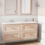 Landelijk klassiek badmeubel 140 cm in Setting Plaster met keramische wastafel en vier softclose lades