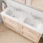 Landelijk klassiek badmeubel 140 cm in Setting Plaster met keramische wastafel en vier softclose lades