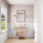Engels klassiek badkamermeubel 70 cm in Setting Plaster met keramische wastafel en twee softclose lades