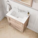 Engels klassiek badkamermeubel 70 cm in Setting Plaster met keramische wastafel en twee softclose lades