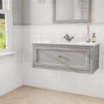 Manor House Grey klassiek badkamermeubel 100 cm met keramische wastafel in landelijke stijl