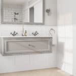 Engels klassiek badkamermeubel 120 cm in Manor House Grey met keramische wastafel, dubbele wastafel