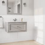 Klassiek wastafelmeubel 80 cm gespoten in Manor House Grey met keramische wastafel