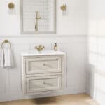 Ammonite badkamermeubel in klassieke stijl met een keramische wastafel en twee tuime lades 70 cm.