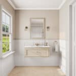 Landelijk klassiek badmeubel 100 cm in Off-White met keramische wastafel