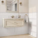 Landelijk klassiek badmeubel 100 cm in Off-White met keramische wastafel