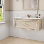 Landelijk klassiek badmeubel 100 cm in Off-White met keramische wastafel