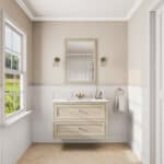 Klassiek wastafelmeubel 100 cm gespoten in Off-White met keramische wastafel en twee softclose lades
