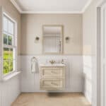 Off-White klassiek badkamermeubel 70 cm met keramische wastafel en twee softclose lades
