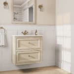 Off-White klassiek badkamermeubel 70 cm met keramische wastafel en twee softclose lades