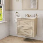 Off-White klassiek badkamermeubel 70 cm met keramische wastafel en twee softclose lades