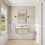 Off-White klassiek badkamermeubel 80 cm met keramische wastafel