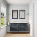 Klassiek wastafelmeubel 140 cm gespoten in Hague Blue met keramische wastafel en vier softclose lades