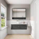 Landelijk klassiek badmeubel 120 cm in Off-Black met keramisch wastafelblad en opbouw waskom