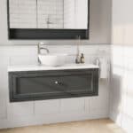 Landelijk klassiek badmeubel 120 cm in Off-Black met keramisch wastafelblad en opbouw waskom