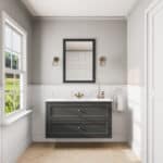 Klassiek wastafelmeubel 120 cm gespoten in Off-Black met keramische wastafel en twee softclose lades