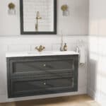 Klassiek wastafelmeubel 120 cm gespoten in Off-Black met keramische wastafel en twee softclose lades
