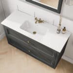 Klassiek wastafelmeubel 120 cm gespoten in Off-Black met keramische wastafel en twee softclose lades