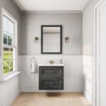 Landelijk klassiek badmeubel 70 cm in Off-Black met keramische wastafel en twee softclose lades