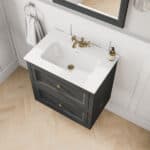 Landelijk klassiek badmeubel 70 cm in Off-Black met keramische wastafel en twee softclose lades