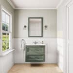 Klassiek wastafelmeubel 80 cm gespoten in Card Room Green met keramische wastafel en twee softclose lades
