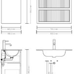 Massief naturel eiken badkamermeubel van 80 cm uit de Grooveline-serie, uitgevoerd met twee ruime lades en inclusief een bijpassende keramische wastafel.