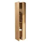 Softcube Badkamerkast 170 cm hoog met afgeronde zijkanten met een vlak front in naturel eiken met push-to-open deur