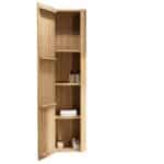 Softcube Badkamerkast 170 cm hoog met afgeronde zijkanten met een vlak front in naturel eiken met push-to-open deur