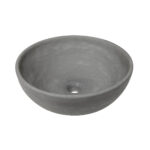 Houten badkamermeubel 200 cm bestaande uit een massief eiken lade element met open schappen, een betonnen wastafelblad en een betonnen waskom.