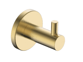 Strakke Grav Handdoekhaak voor de badkamer/toilet, uitgevoerd in geborsteld goud met duurzame PVD-coating. Geschikt voor het ophangen van handdoeken en badjassen. Voor wandmontage. De afwerking sluit exact aan bij de geborsteld gouden PVD-afwerking v