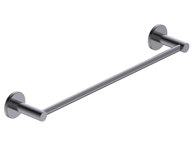 Strakke handdoekstang van 50 cm uit de Grav serie, uitgevoerd in black gun metal met duurzame PVD-coating. Ideaal voor het ophangen van handdoeken in de badkamer. Voor wandmontage. De afwerking sluit exact aan bij de black gun metal PVD-afwerking van