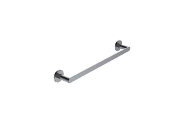 Strakke handdoekhouder van 43 cm uit de Steinwood serie, uitgevoerd in black gun metal met duurzame PVD-coating. Voor het ophangen van handdoeken in de badkamer. Voor wandmontage. De afwerking sluit exact aan bij de black gun metal PVD-afwerking van