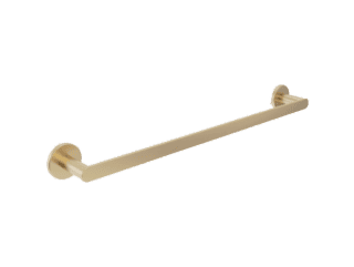 Strakke handdoekhouder van 50 cm uit de Steinwood serie, uitgevoerd in geborsteld goud met duurzame PVD-coating. Voor het ophangen van handdoeken in de badkamer. Voor wandmontage. De afwerking sluit exact aan bij de geborsteld gouden PVD-afwerking va
