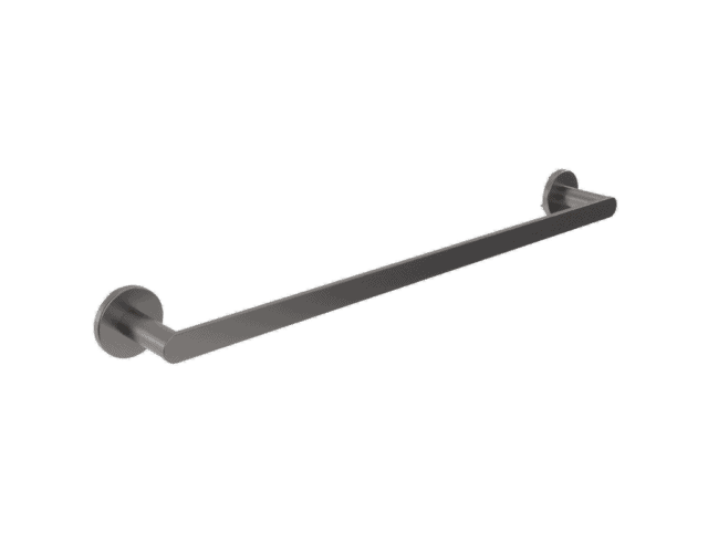 Strakke handdoekhouder van 50 cm uit de Steinwood serie, uitgevoerd in black gun metal met duurzame PVD-coating. Voor het ophangen van handdoeken in de badkamer. Voor wandmontage. De afwerking sluit exact aan bij de black gun metal PVD-afwerking van