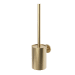 Minimalistische toiletborstel met wandhouder uit de Steinwood serie, uitgevoerd in geborsteld goud met duurzame PVD-coating. Voor wandmontage. De afwerking sluit exact aan bij de geborsteld gouden PVD-afwerking van de Van Heck kranen.