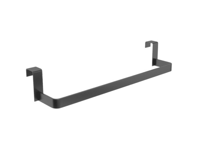 Raven Handdoekhouder in black gun metal, te monteren aan de zijkant van een badkamermeubel.