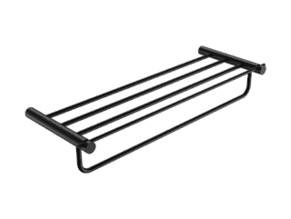 Architectonisch handdoekrek met geïntegreerde handdoekstang uit de Silt serie in mat zwart.