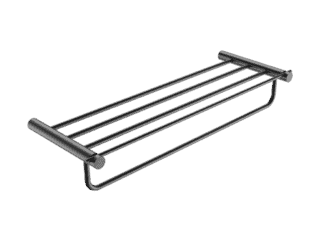 Architectonisch handdoekrek met geïntegreerde handdoekstang uit de Silt serie in black gun metal.