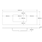 Hangend donker eiken badmeubel 120 cm met vlak front, binnenlade en witte solid surface wastafel