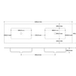 Hangend donker eiken badmeubel 160 cm met vlak front, binnenlade en dubbele solid surface wastafel