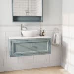 Engels klassiek badkamermeubel 100 cm in Oval Room Blue met keramisch wastafelblad en opbouw waskom