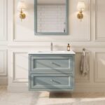 Engels klassiek badkamermeubel 80 cm in Oval Room Blue met keramische wastafel en twee softclose lades