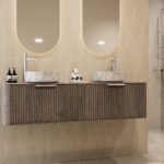 Het Camogli 160 cm badkamermeubel
De Camogli 160 cm is een rond hangend modern badkamermeubel uit de Rounded-serie van Van Heck Badkamers. Het is gemaa