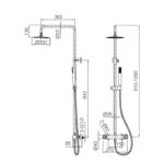 Moderne opbouwdoucheset in geborsteld nikkel, thermostatische douchekraan en hoofddouche van Ø20 cm. Inclusief handdouche. Verkrijgbaar in 6 kleuren en 5 jaar garantie. Kenmerkend voor de Toscana serie is het gedraaide reliëf op de bediening: een sub