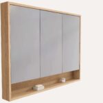 spiegelkast 120 met extra regaal in naturel eiken