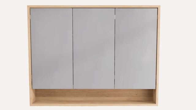 spiegelkast 120 met extra regaal in naturel eiken